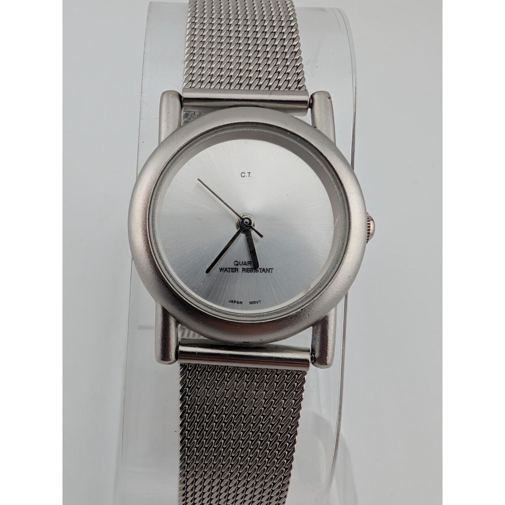 C.T Watch Women 25mm Case Silver‎ Mesh Metal Band- New Battery
